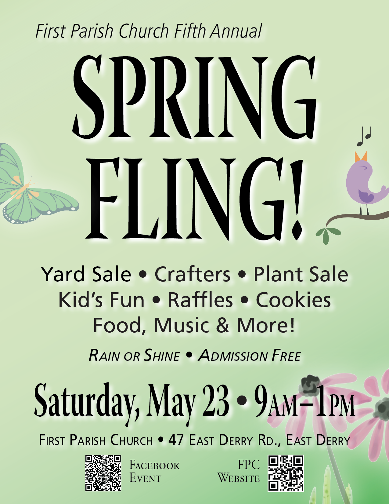 Spring Fling community event at First Irish Church in East Derry, NH, May 23, 2026.