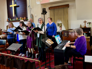 Choir singing at First Irish Church UCC in East Derry, New Hampshire.